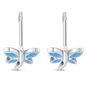 Butterfly Stud Synthetic Opal Sterling Silver Earrings - e349